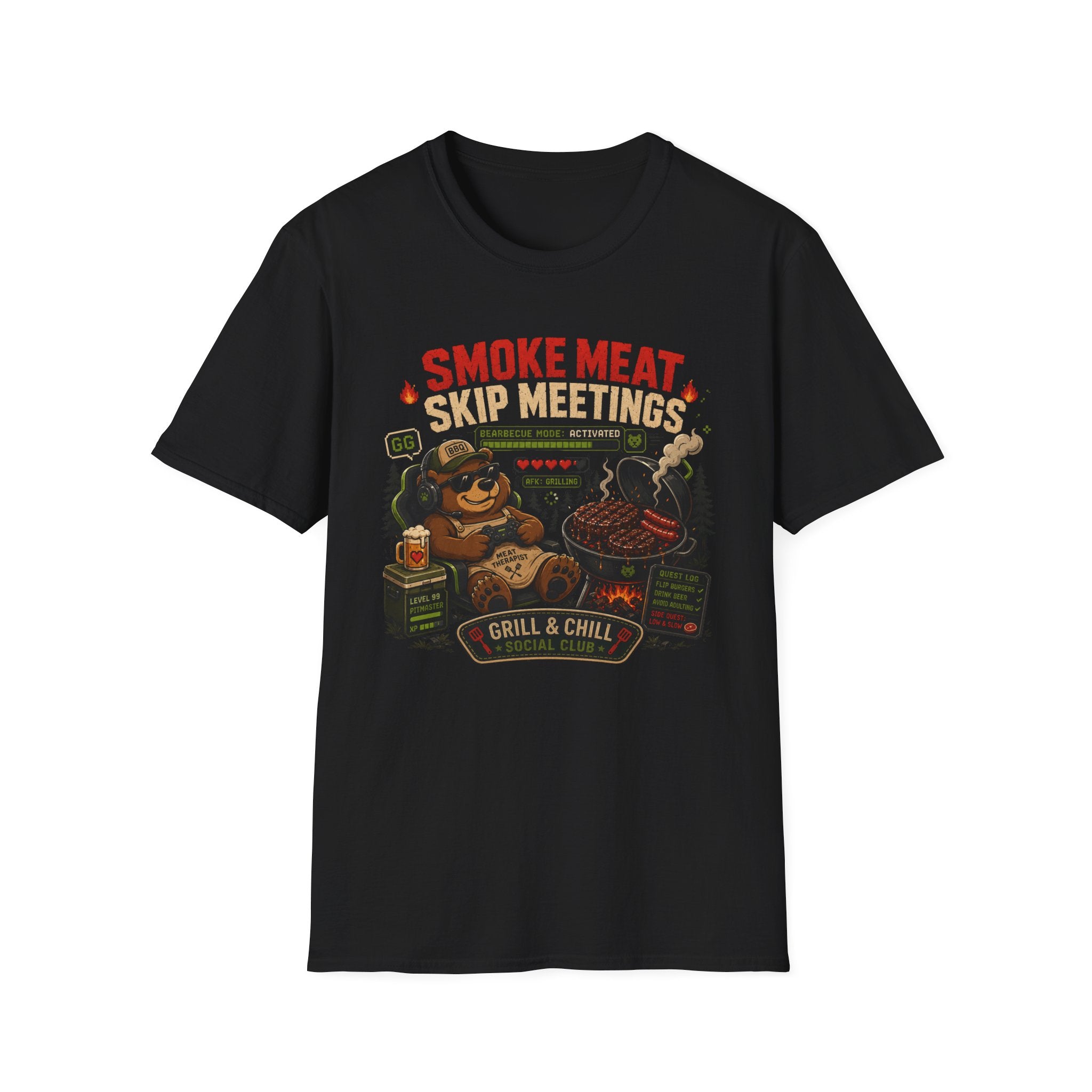Smoke Meat Skip Meetings Gamer T-Shirt